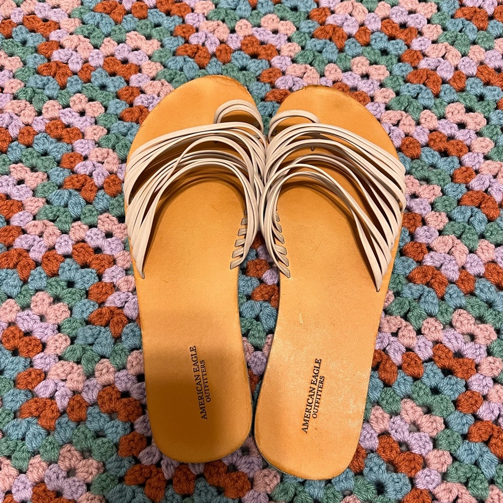 American Eagle Outfitters Cream Slide Sandals
